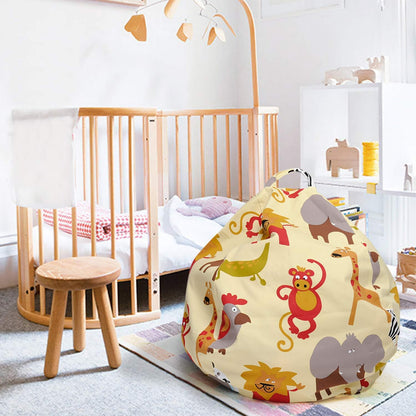 Stuffed Animal Storage Bean Bag Cover, 27" Velvet Toy Organizer