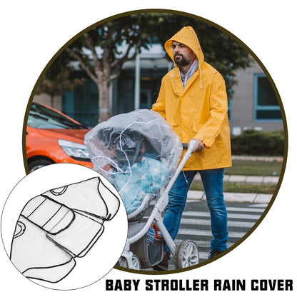 Universal Waterproof Stroller Rain Cover with Eva Zipper and Viewing Window, Windproof Pushchair Raincover for Carrier, Outdoor Weather Protection for Most Strollers