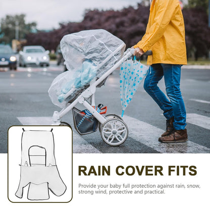 Universal Waterproof Stroller Rain Cover with Eva Zipper and Viewing Window, Windproof Pushchair Raincover for Carrier, Outdoor Weather Protection for Most Strollers