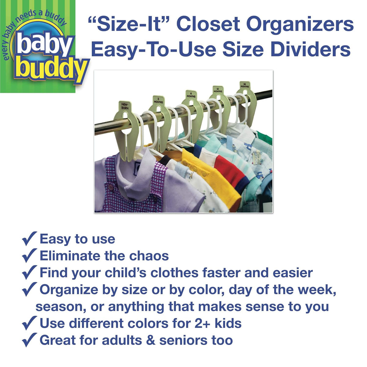 Bundle- One Up & Away Hammock & Closet Organizers 5ct, Kids Stuffed Animal Hammock, Baby Clothes Closet Dividers Nursery Clothing Organization for Babies and Kids, Toy Storage, Blue