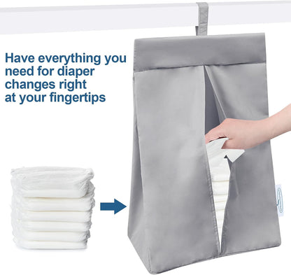SPRINGSPIRIT Hanging Diaper Caddy, Diaper Organizer & Holder, Grey