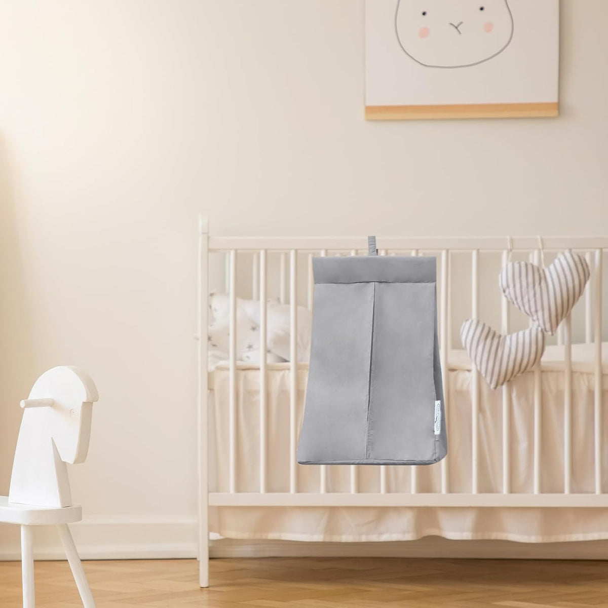 SPRINGSPIRIT Hanging Diaper Caddy, Diaper Organizer & Holder, Grey
