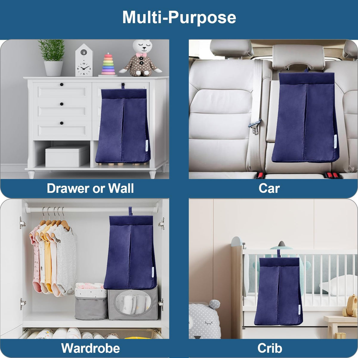 SPRINGSPIRIT Hanging Diaper Caddy, Diaper Organizer & Holder, Grey