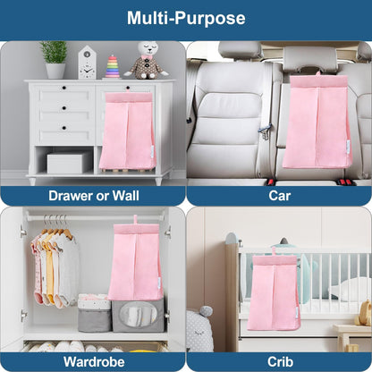 SPRINGSPIRIT Hanging Diaper Caddy, Diaper Organizer & Holder, Grey