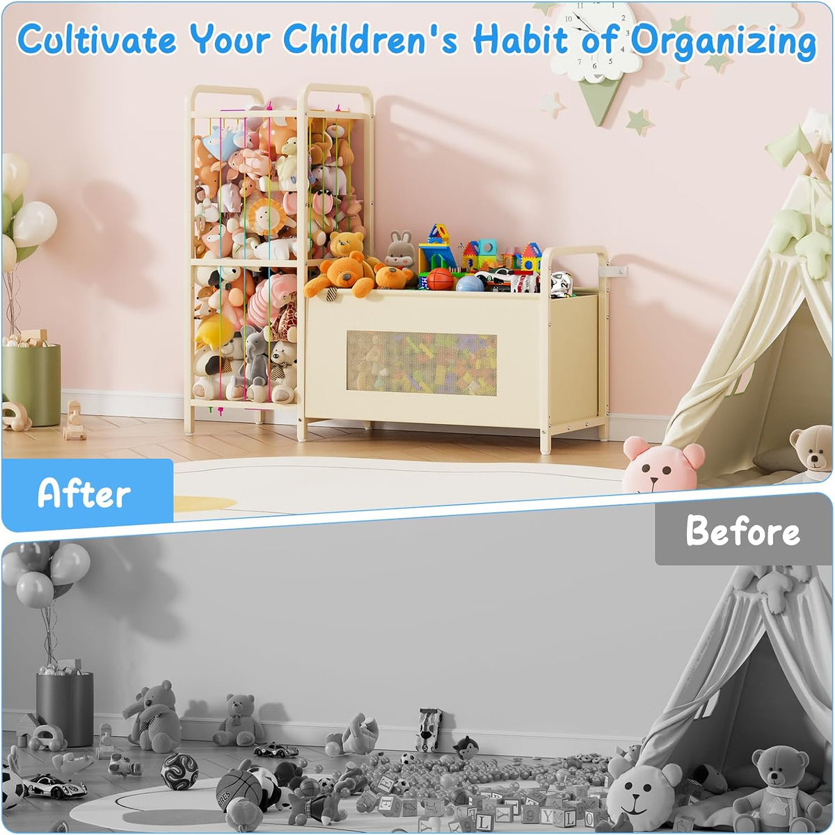 B10 Toy Storage Organizer with Stuffed Animal Storage, Beige
