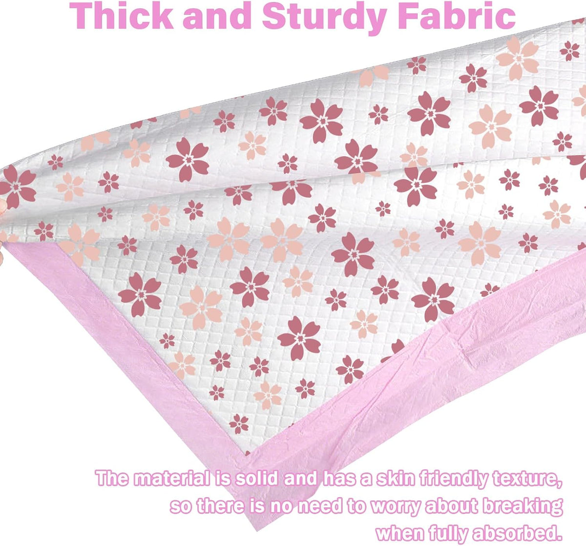 Disposable Changing Pad Liners for Baby 17 x 13 Inches (25 Pack) Absorbent Waterproof Underpads Incontinence Care Soft Non-Woven Fabric Breathable Changing Pad (Cherry Blossom)