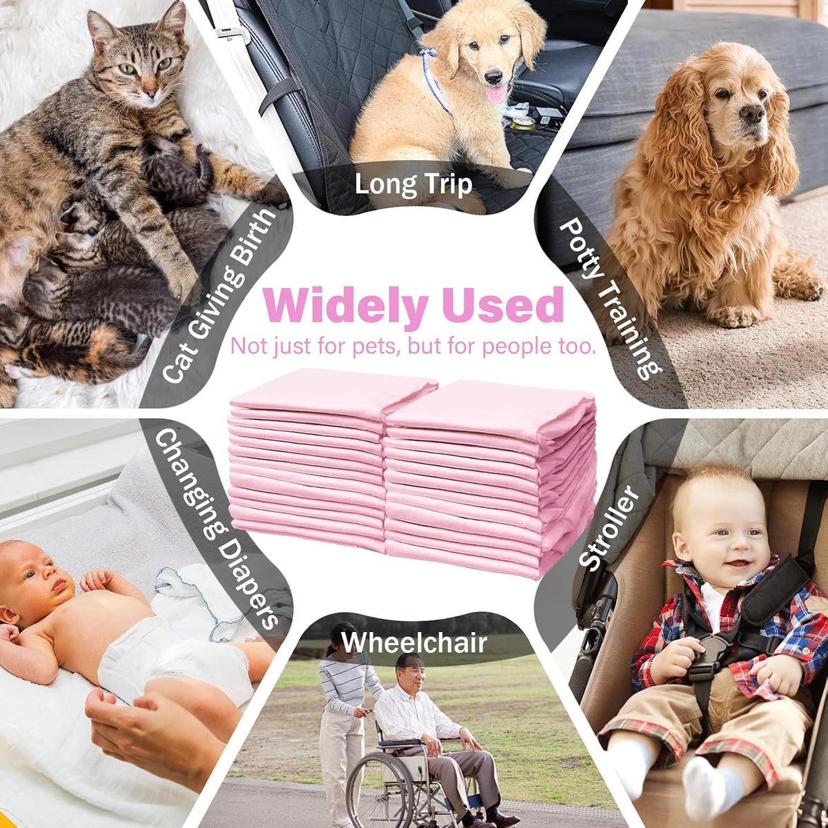 Disposable Changing Pad Liners for Baby 17 x 13 Inches (25 Pack) Absorbent Waterproof Underpads Incontinence Care Soft Non-Woven Fabric Breathable Changing Pad (Cherry Blossom)