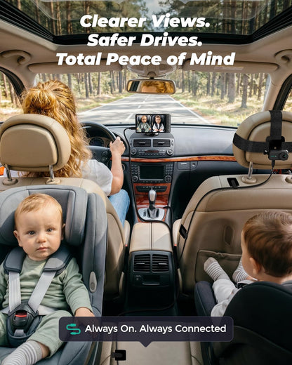 Magnetic Double Car Camera for 2 Baby with 5" 1080P IPS Monitor