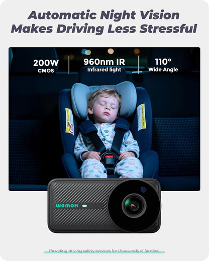 Magnetic Double Car Camera for 2 Baby with 5" 1080P IPS Monitor