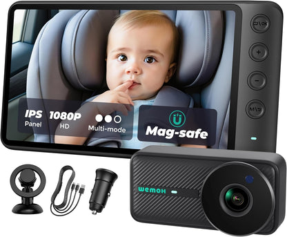 Magnetic Double Car Camera for 2 Baby with 5" 1080P IPS Monitor