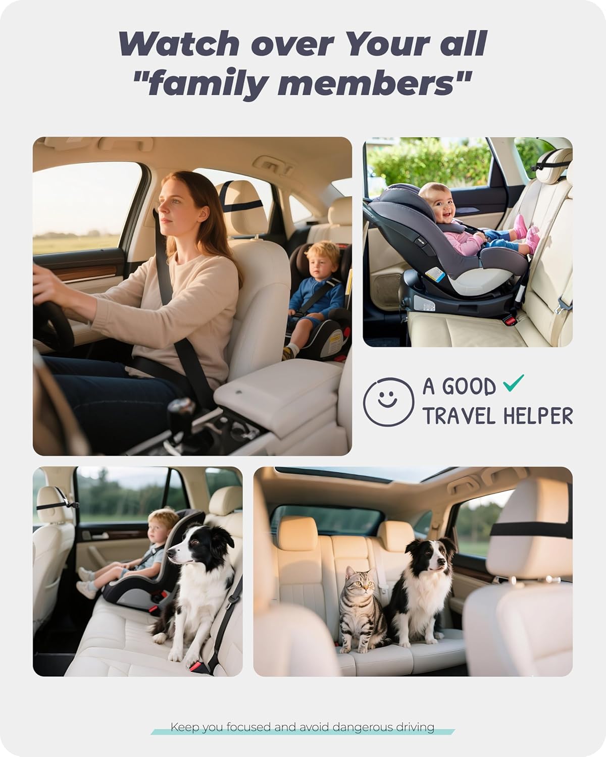 Magnetic Double Car Camera for 2 Baby with 5" 1080P IPS Monitor