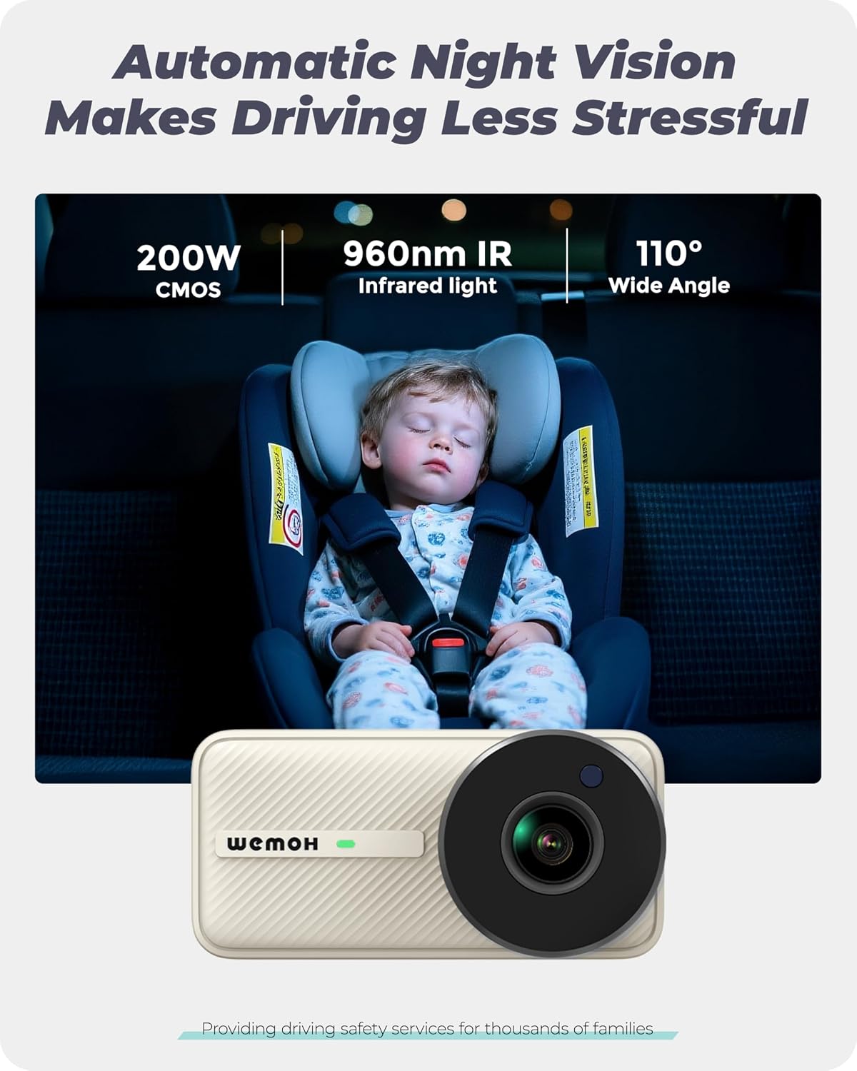 Magnetic Double Car Camera for 2 Baby with 5" 1080P IPS Monitor