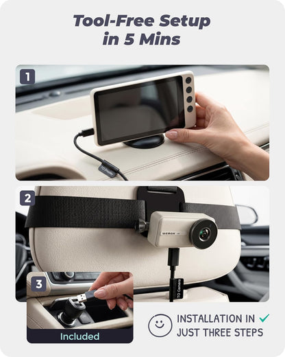 Magnetic Double Car Camera for 2 Baby with 5" 1080P IPS Monitor