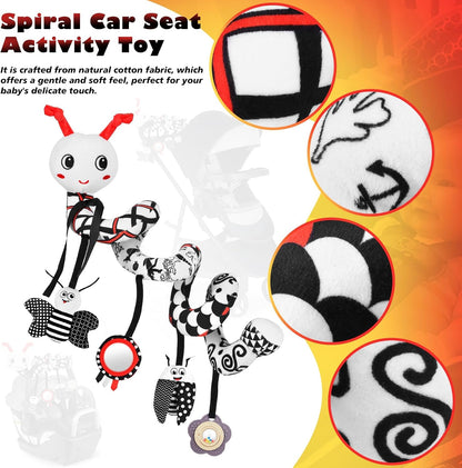 Car Seat Toys for Babies 0-6 Months, Black & White