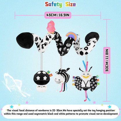 Car Seat Toys for Babies 0-6 Months, Black & White