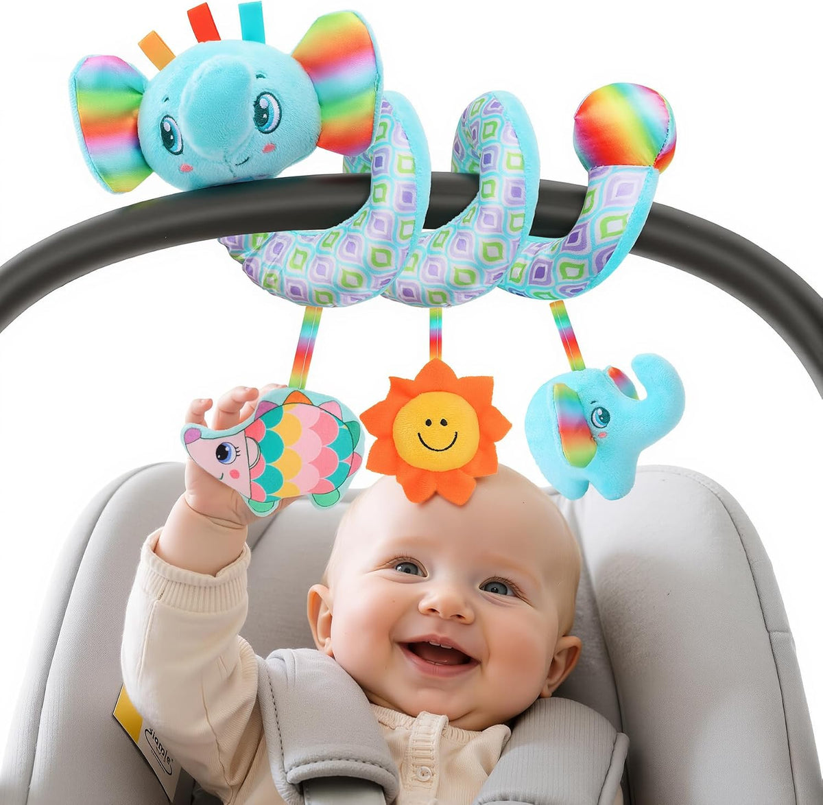 Car Seat Toys for Babies 0-6 Months, Black & White