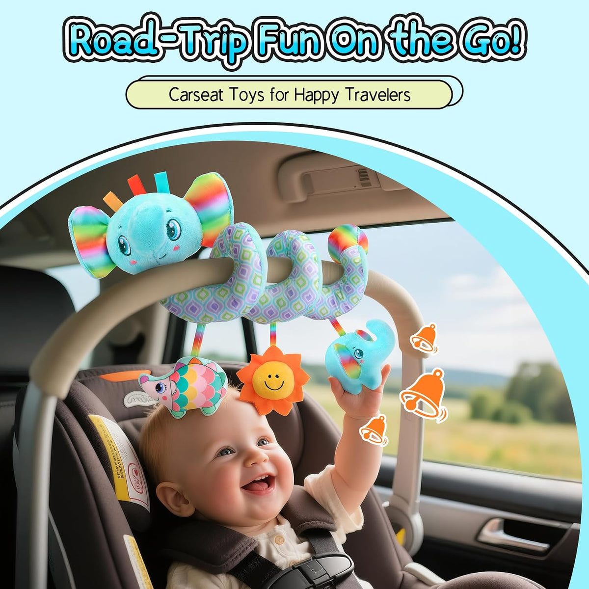 Car Seat Toys for Babies 0-6 Months, Black & White