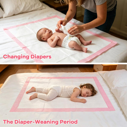 Disposable Changing Pads for Baby 24 Inches x 17 Inches Disposable Underpads Waterproof Diaper Changing Pad Breathable Underpads Bed Table Protector Mat Changing Pad Liner