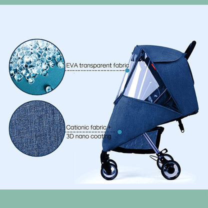 Stroller Rain Cover Universal Pram Buggy Rain Shield Waterproof Stroller Weather Shield Baby Pushchair Cover with Canopy Window