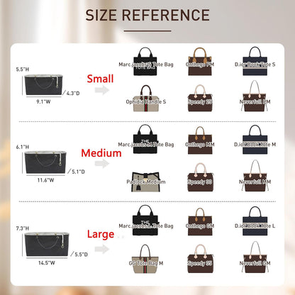 Purse Organizer Insert Compatiable with M arc Jacobs Small Tote Bag, Lightweight Zipper Handbag Organizer with Handle/Elastic Cup Holder/Key Leash, 16 Pockets Bags Divider Shaper, Black$White/S