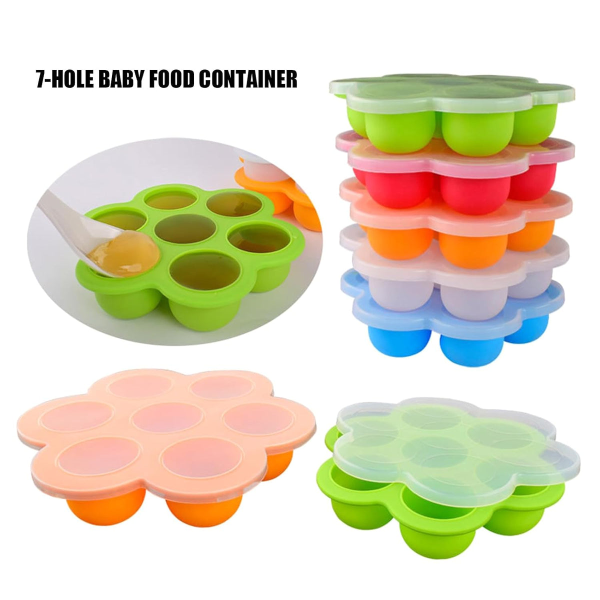 Section Silicone Food Freezer Tray with on Lids Safe Silicone Treat Tray for Easy Meal Preps and Storage Leak Food Divider