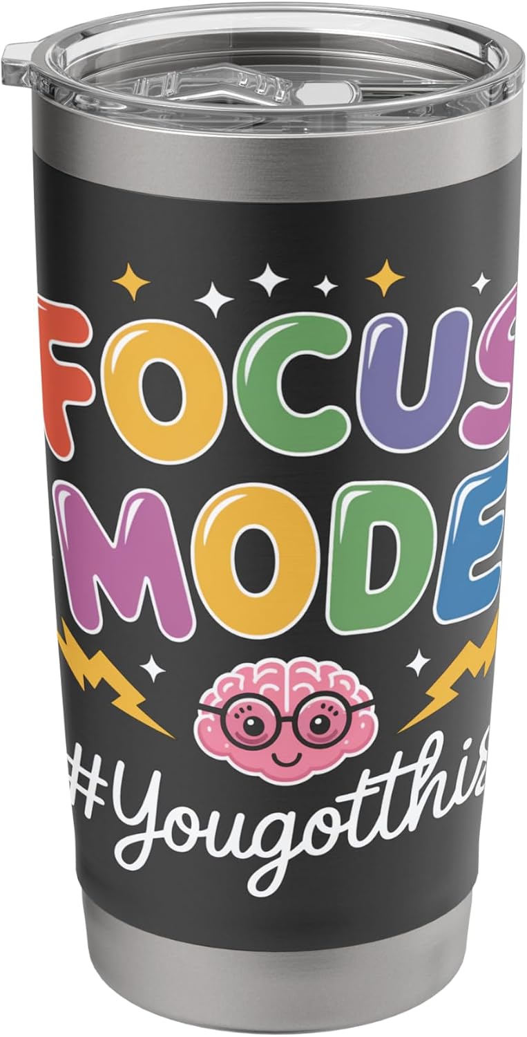 Colorful Focus Mode with Cute Brain Art Stainless Steel Insulated Tumbler
