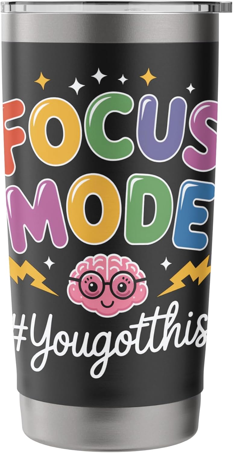Colorful Focus Mode with Cute Brain Art Stainless Steel Insulated Tumbler