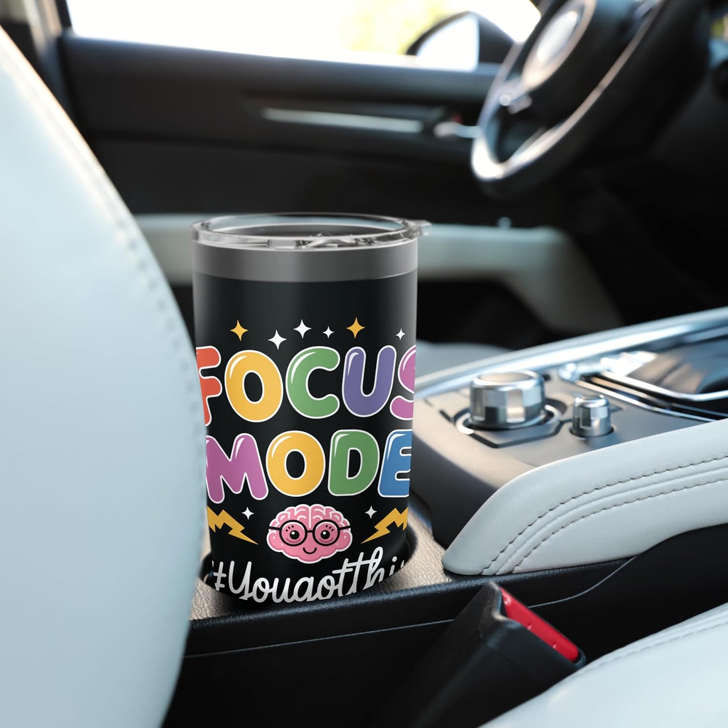 Colorful Focus Mode with Cute Brain Art Stainless Steel Insulated Tumbler