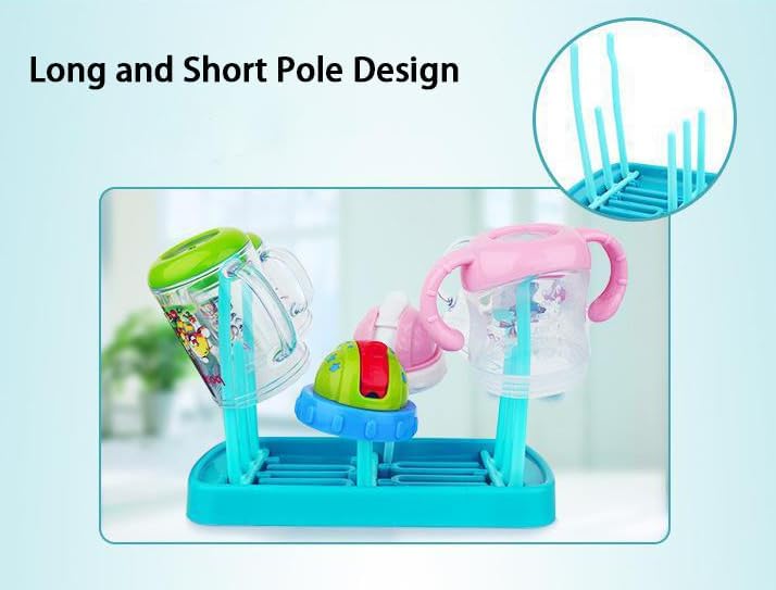 Fashion Space Saving Baby Bottle Folding Drying Rack Portable Bottle Dryer for Nipples, Breast Pump Parts, Baby Items - Portable Travel Bottle Drying Rack - Newborn Essentials Must Haves Blue
