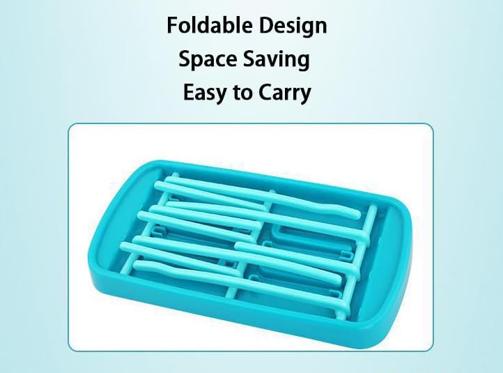 Fashion Space Saving Baby Bottle Folding Drying Rack Portable Bottle Dryer for Nipples, Breast Pump Parts, Baby Items - Portable Travel Bottle Drying Rack - Newborn Essentials Must Haves Blue