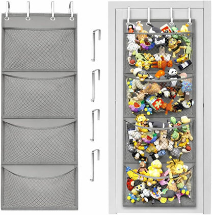 Storage for Stuffed Animal - Over Door Organizer for Stuffies, Baby Accessories, and Toy Plush/Easy Installation with Breathable Hanging Pockets (Green)