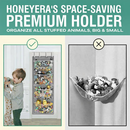 Storage for Stuffed Animal - Over Door Organizer for Stuffies, Baby Accessories, and Toy Plush/Easy Installation with Breathable Hanging Pockets (Green)