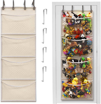 Storage for Stuffed Animal - Over Door Organizer for Stuffies, Baby Accessories, and Toy Plush/Easy Installation with Breathable Hanging Pockets (Green)