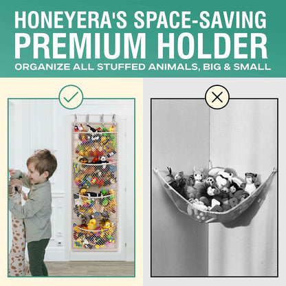 Storage for Stuffed Animal - Over Door Organizer for Stuffies, Baby Accessories, and Toy Plush/Easy Installation with Breathable Hanging Pockets (Green)