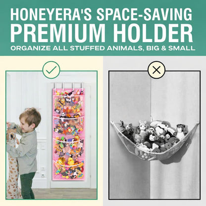 Storage for Stuffed Animal - Over Door Organizer for Stuffies, Baby Accessories, and Toy Plush/Easy Installation with Breathable Hanging Pockets (Green)
