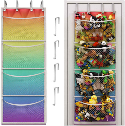 Storage for Stuffed Animal - Over Door Organizer for Stuffies, Baby Accessories, and Toy Plush/Easy Installation with Breathable Hanging Pockets (Green)