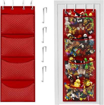 Storage for Stuffed Animal - Over Door Organizer for Stuffies, Baby Accessories, and Toy Plush/Easy Installation with Breathable Hanging Pockets (Green)