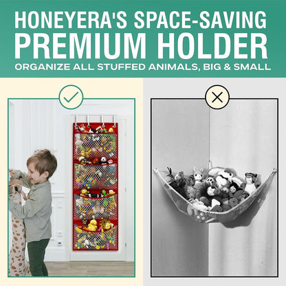 Storage for Stuffed Animal - Over Door Organizer for Stuffies, Baby Accessories, and Toy Plush/Easy Installation with Breathable Hanging Pockets (Green)