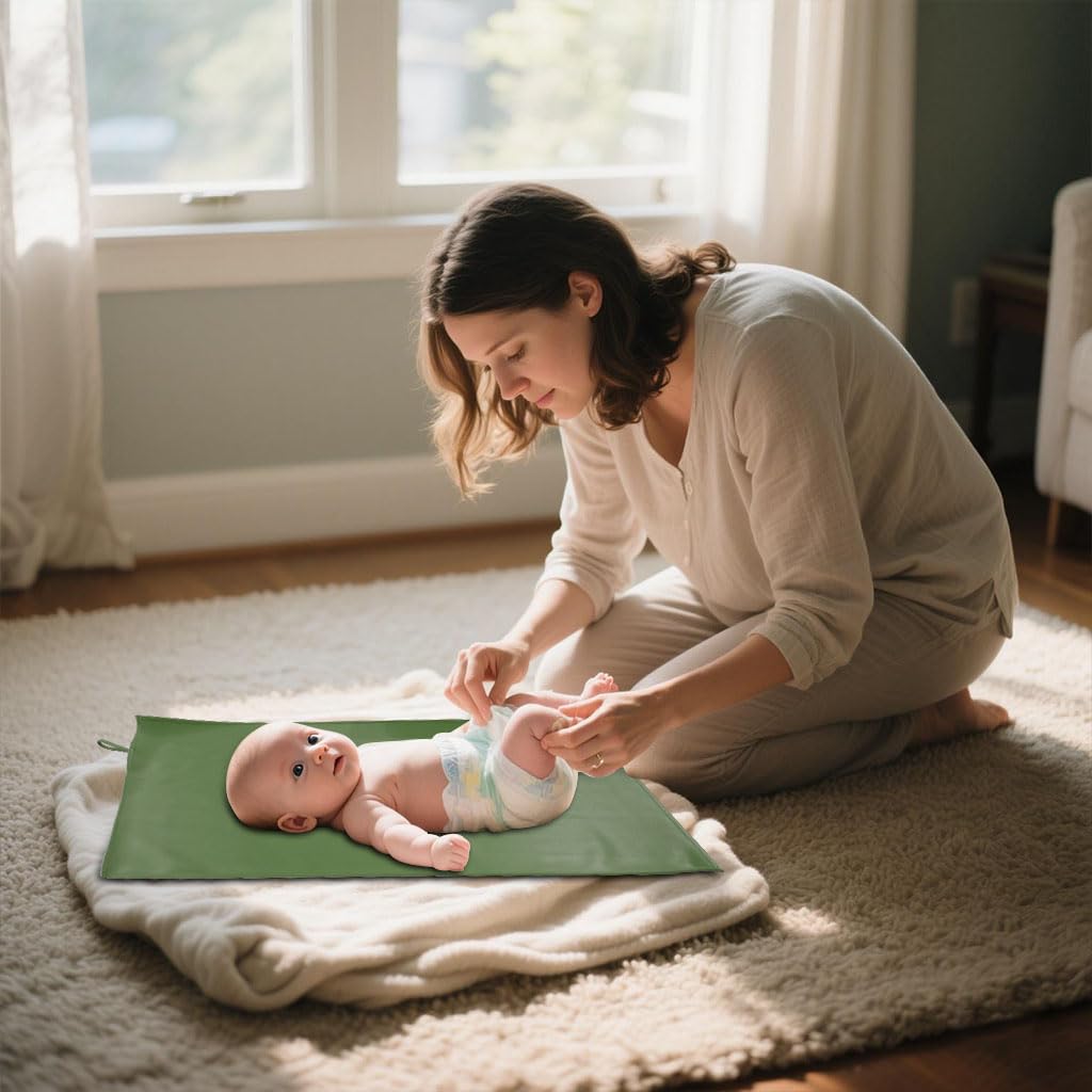 Pink Diaper Changing Pad for Baby, Portable Changing Mat