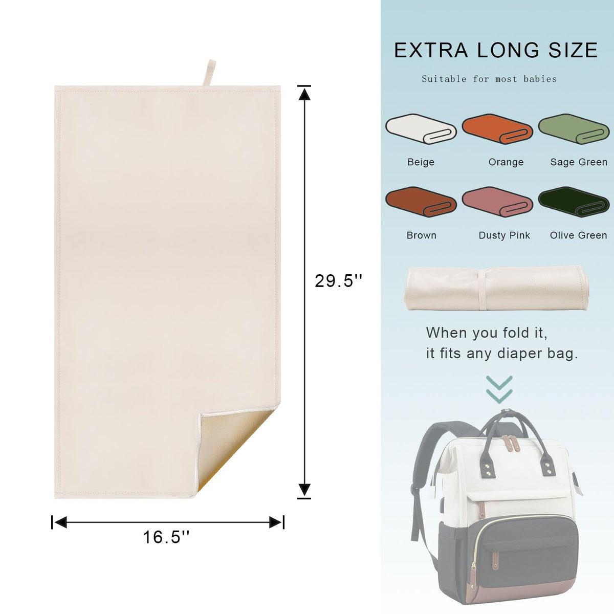 Pink Diaper Changing Pad for Baby, Portable Changing Mat