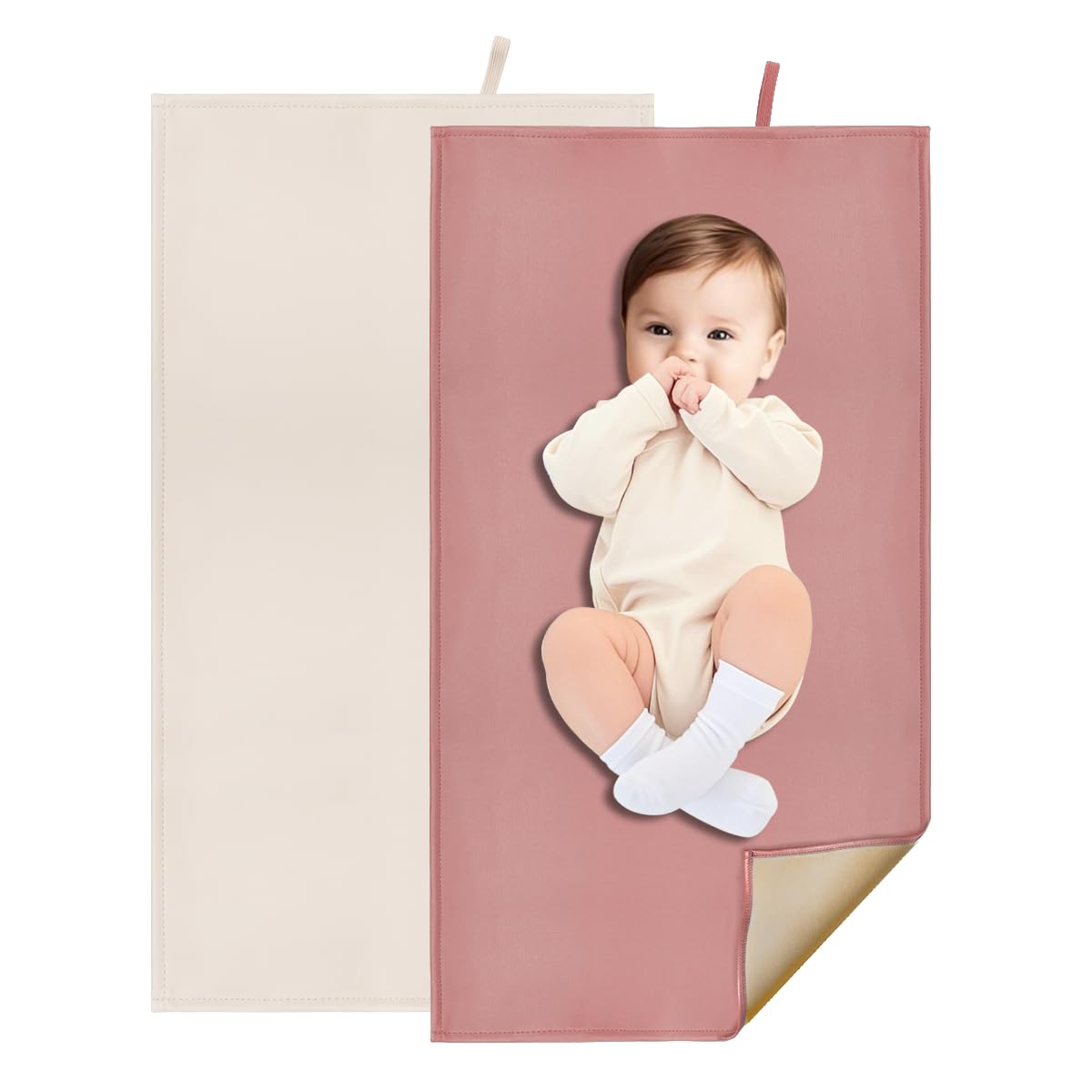 Pink Diaper Changing Pad for Baby, Portable Changing Mat