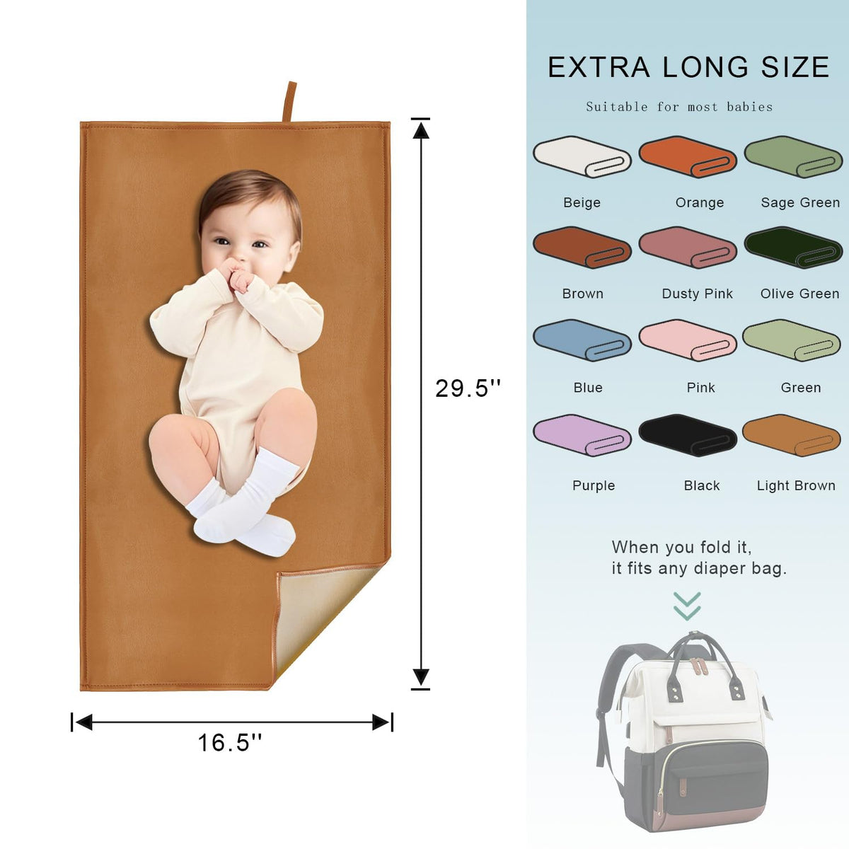 Pink Diaper Changing Pad for Baby, Portable Changing Mat