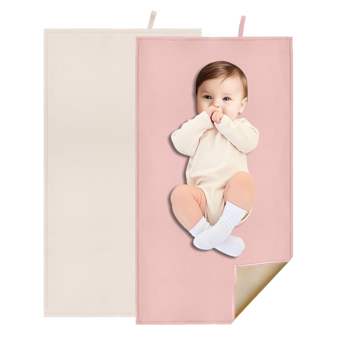 Pink Diaper Changing Pad for Baby, Portable Changing Mat