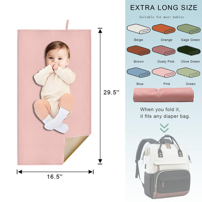Pink Diaper Changing Pad for Baby, Portable Changing Mat