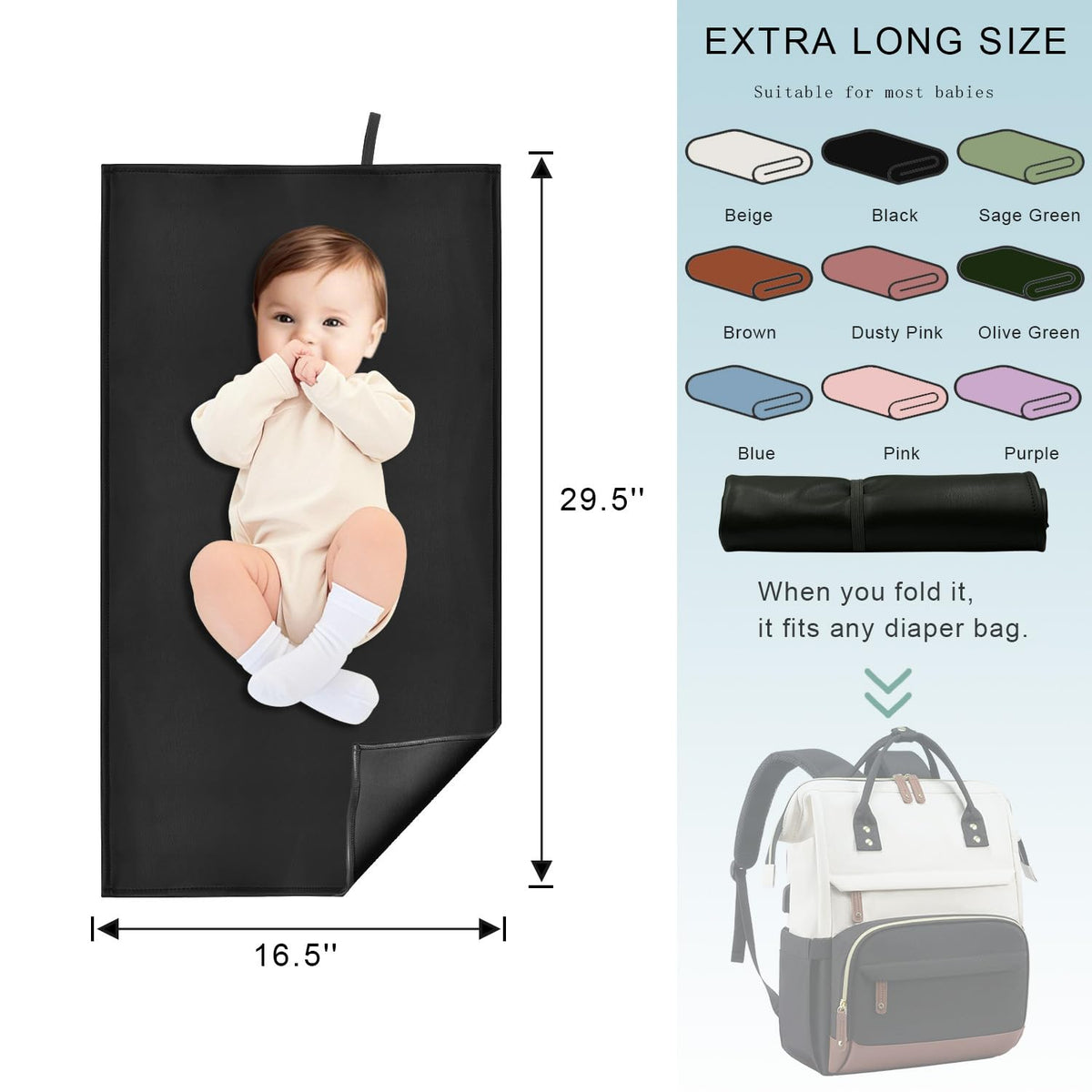 Pink Diaper Changing Pad for Baby, Portable Changing Mat
