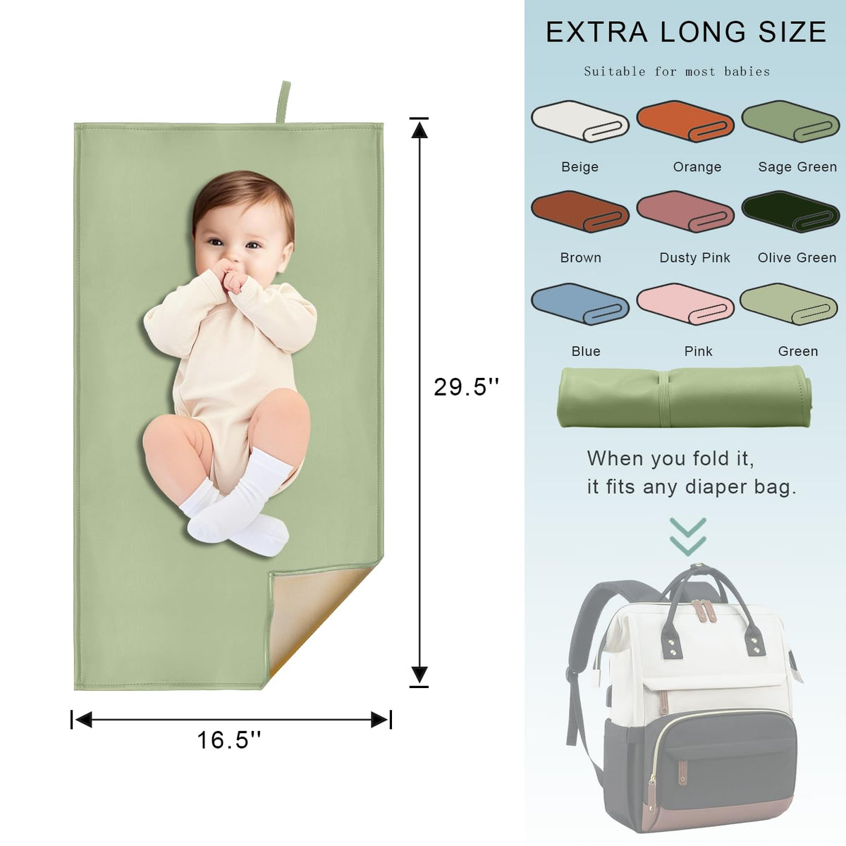 Pink Diaper Changing Pad for Baby, Portable Changing Mat