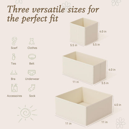 Drawer Organizer 18-Piece Set, Dresser Organizer for Baby Clothes, Foldable Closet Storage & Drawer Dividers for Underwear, Socks, Nursery (Beige)