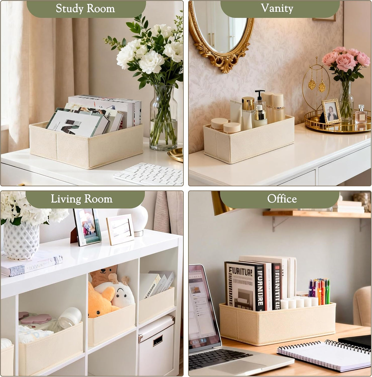 Drawer Organizer 18-Piece Set, Dresser Organizer for Baby Clothes, Foldable Closet Storage & Drawer Dividers for Underwear, Socks, Nursery (Beige)