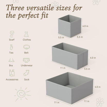 Drawer Organizer 18-Piece Set, Dresser Organizer for Baby Clothes, Foldable Closet Storage & Drawer Dividers for Underwear, Socks, Nursery (Beige)