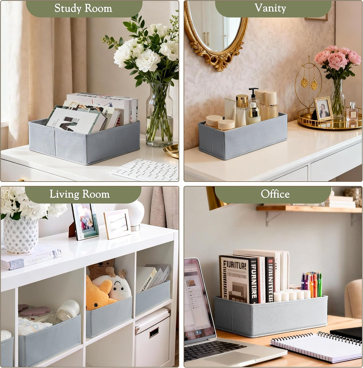 Drawer Organizer 18-Piece Set, Dresser Organizer for Baby Clothes, Foldable Closet Storage & Drawer Dividers for Underwear, Socks, Nursery (Beige)